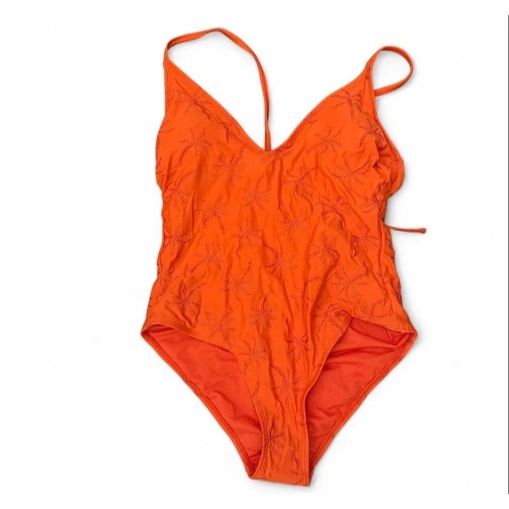 Shade & Shore Women's Palm Print Embroidered One Piece Swimsuit
